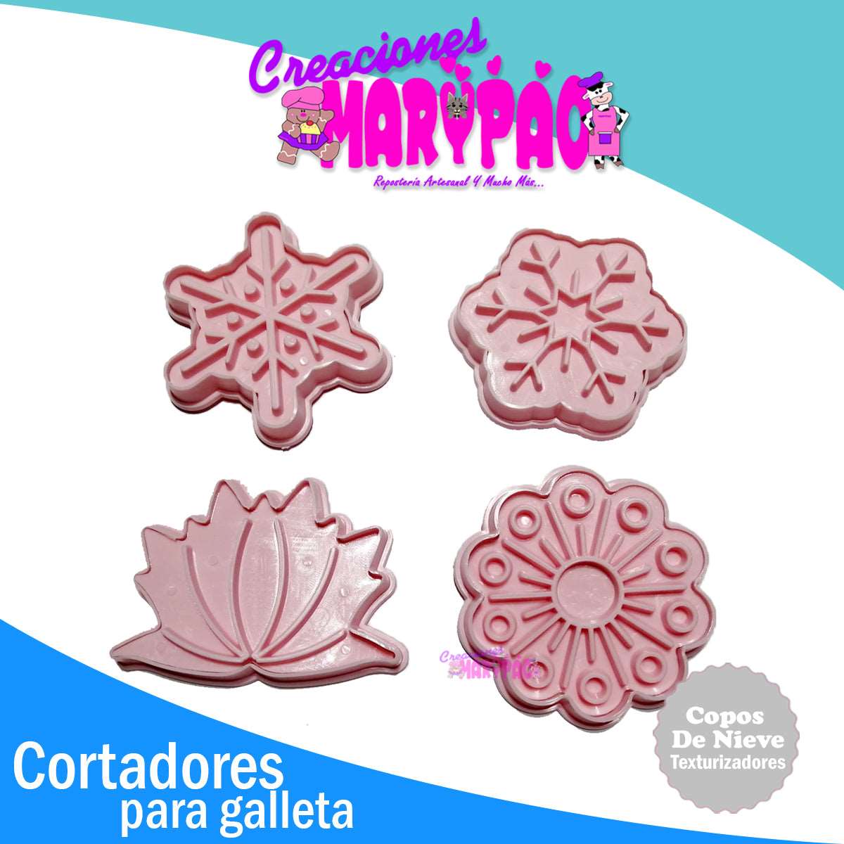 Cortadores De Galletas Copos De Nieve NavidadTexturizadores - Creaciones Marypao