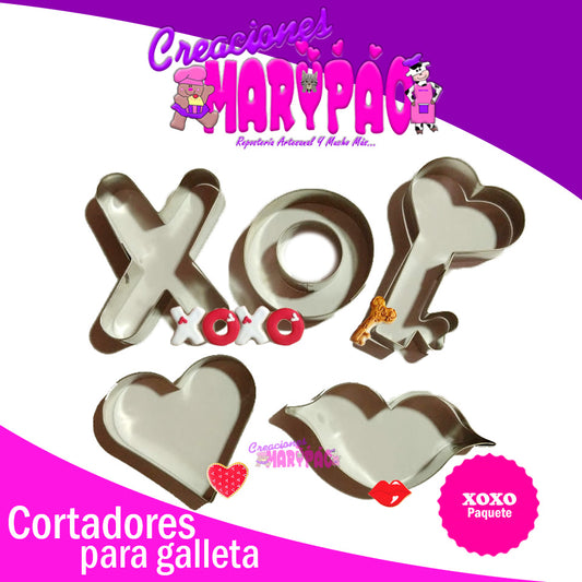 Cortadores Galletas Febrero Xoxo Labios Corazón Paq 5 Pzas