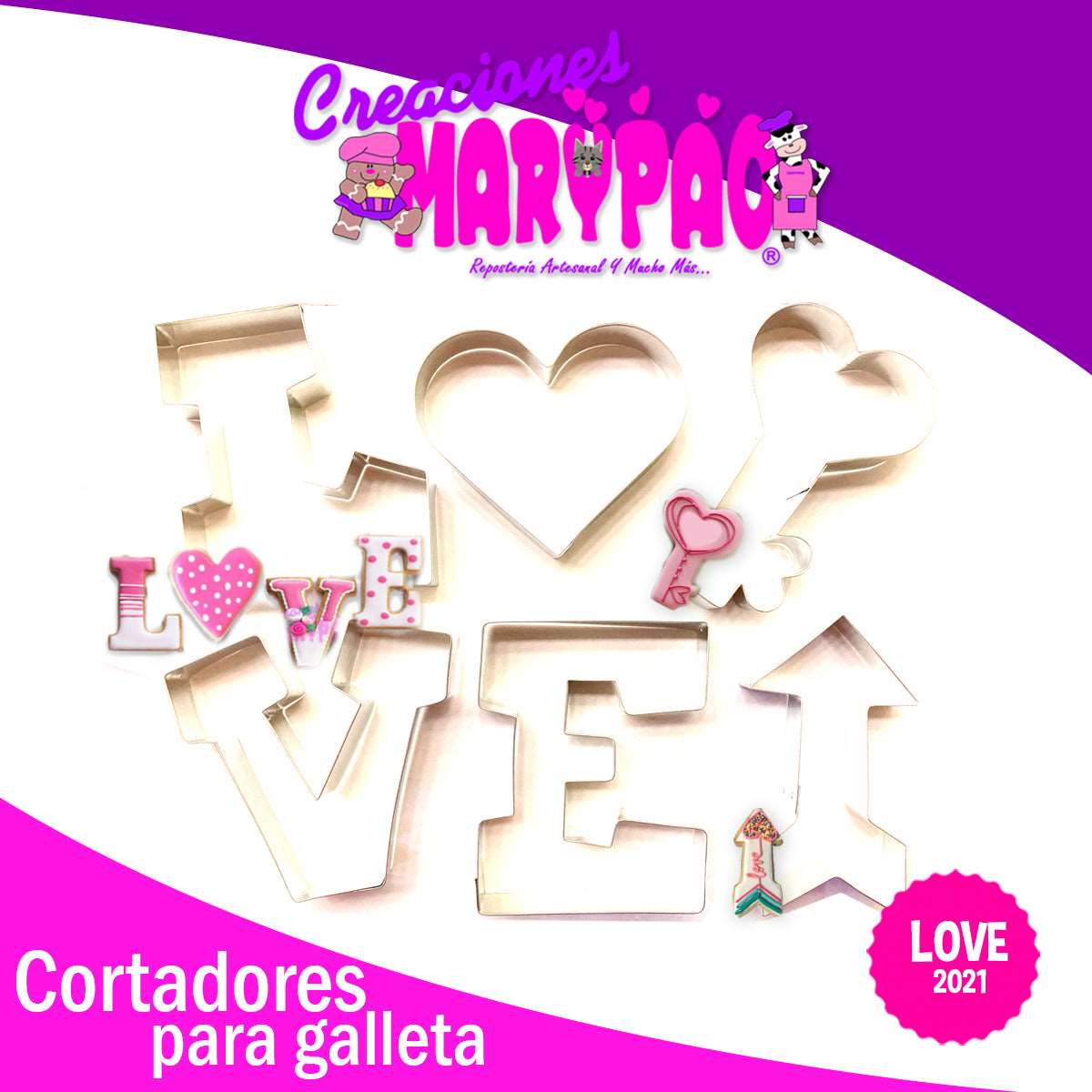 Cortadores Galletas Love Llave Y Corazon Amor 2022