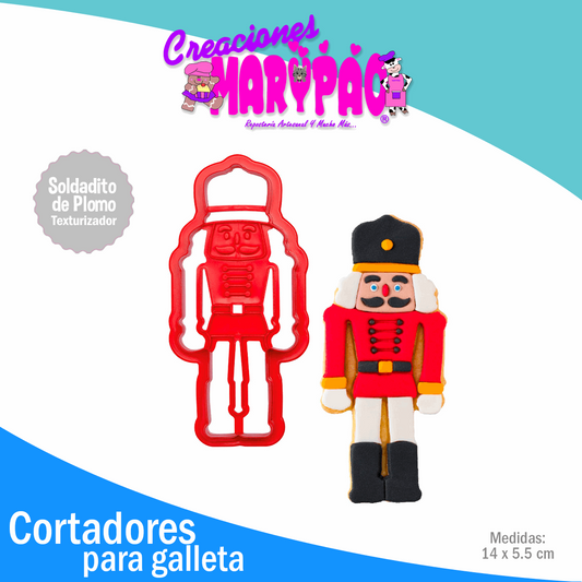 Cortador De Galletas Soldadito de Plomo Navidad Texturizador