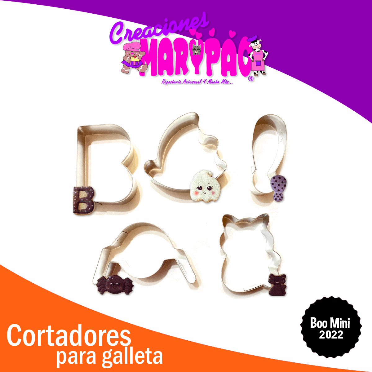 Cortadores De Galletas Halloween Mini Boo 2022 Fantasma Araña