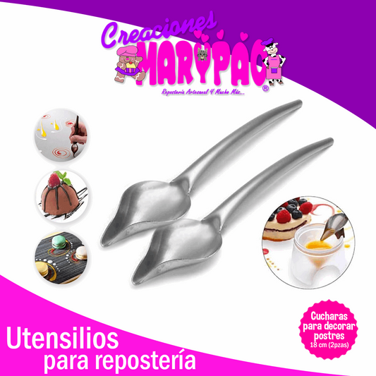 Cuchara De Acero Inoxidable Para Decorar Postres 2 Pzas