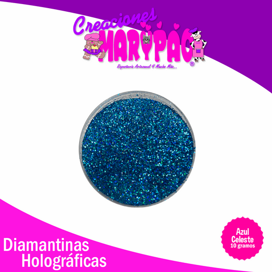 Diamantina Comestible Azul Celeste Holográfica 10 gramos