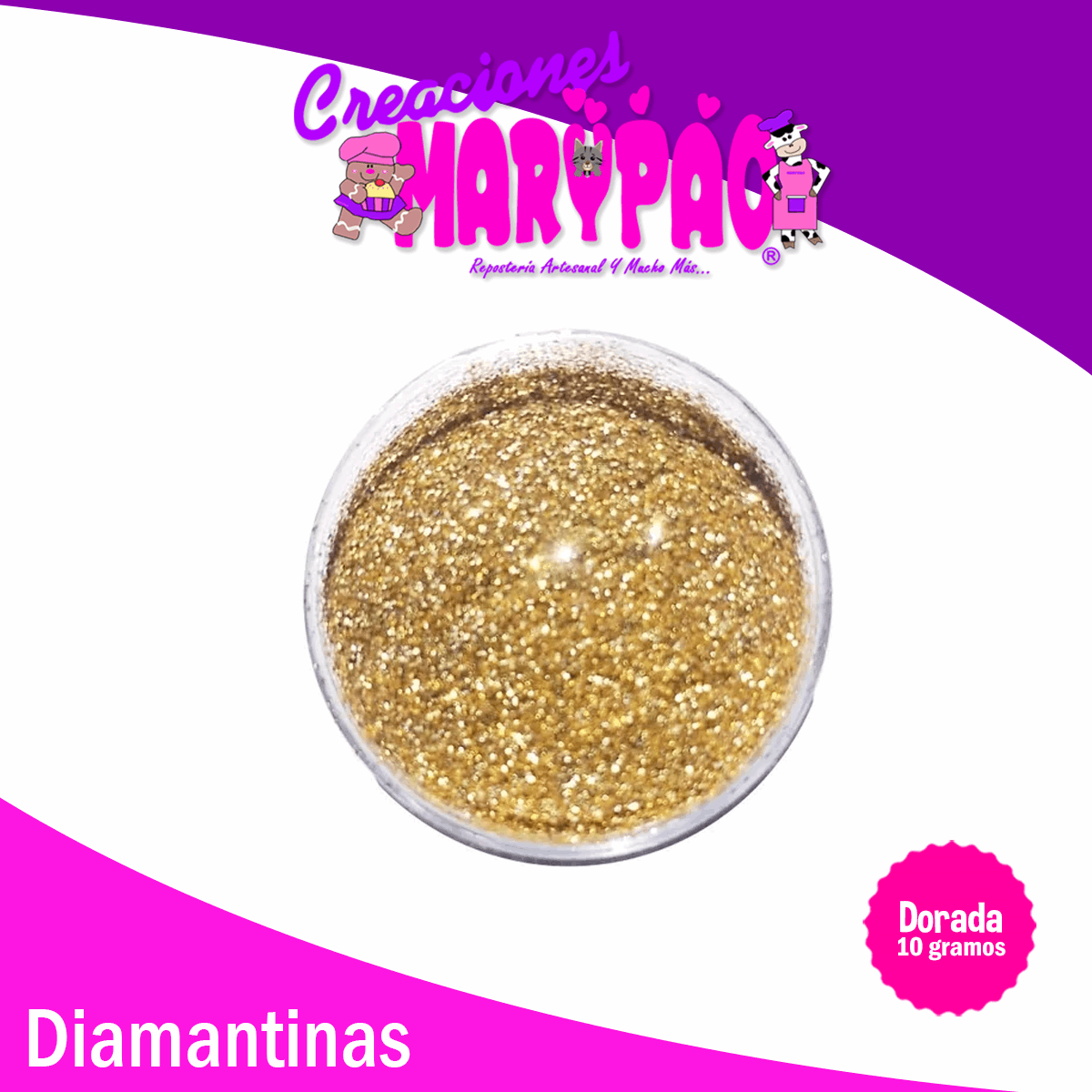 Diamantina Comestible Dorada Premium Oro 10 gramos