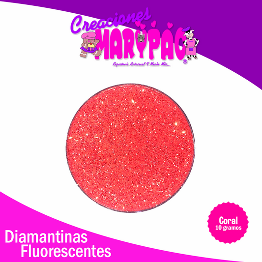 Diamantina Comestible Coral Fluorescente 10 gramos