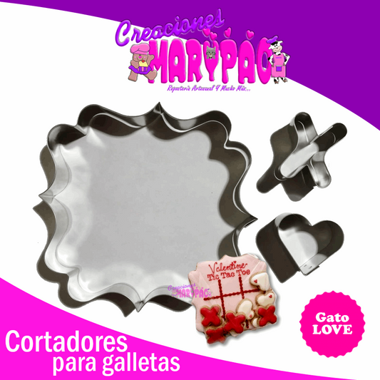 Cortadores Galletas Pergamino Amor Febrero XOXO - Creaciones Marypao