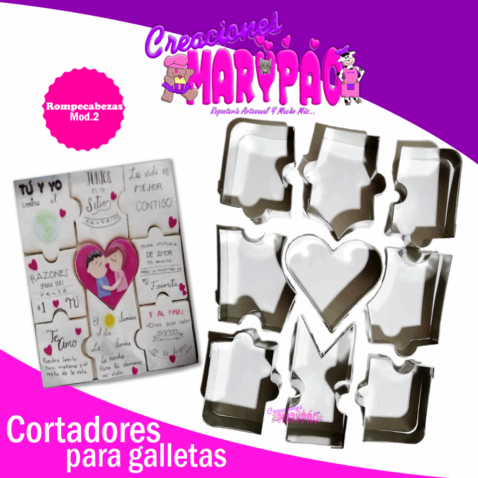 Cortadores Galletas Rompecabezas Amor - Creaciones Marypao