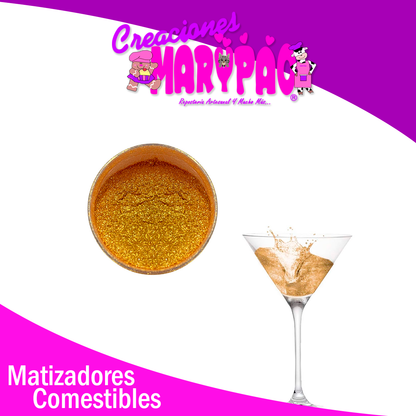 Efecto Glitter Para Bebidas Matizador Comestible Base Oro