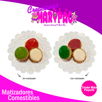 Kit Matizadores Comestibles Mate Tricolor Verde Blanco y Rojo