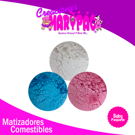 Kit Matizadores Comestibles Baby Rosa Azul y Blanco