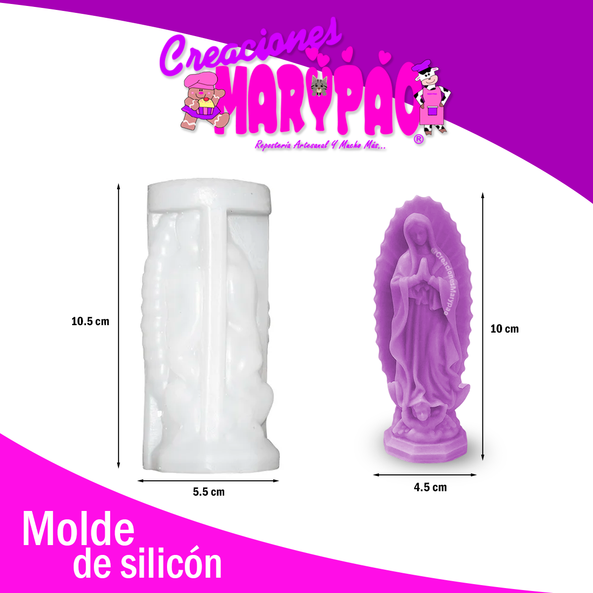 Molde De Silicón Virgen de Guadalupe Velas 10 cm