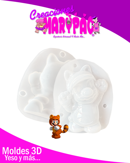 ✨Molde para Alcancías de Yeso Mario Mapache 🦝⭐