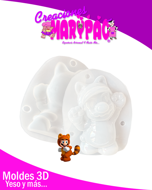 ✨Molde para Alcancías de Yeso Mario Mapache 🦝⭐