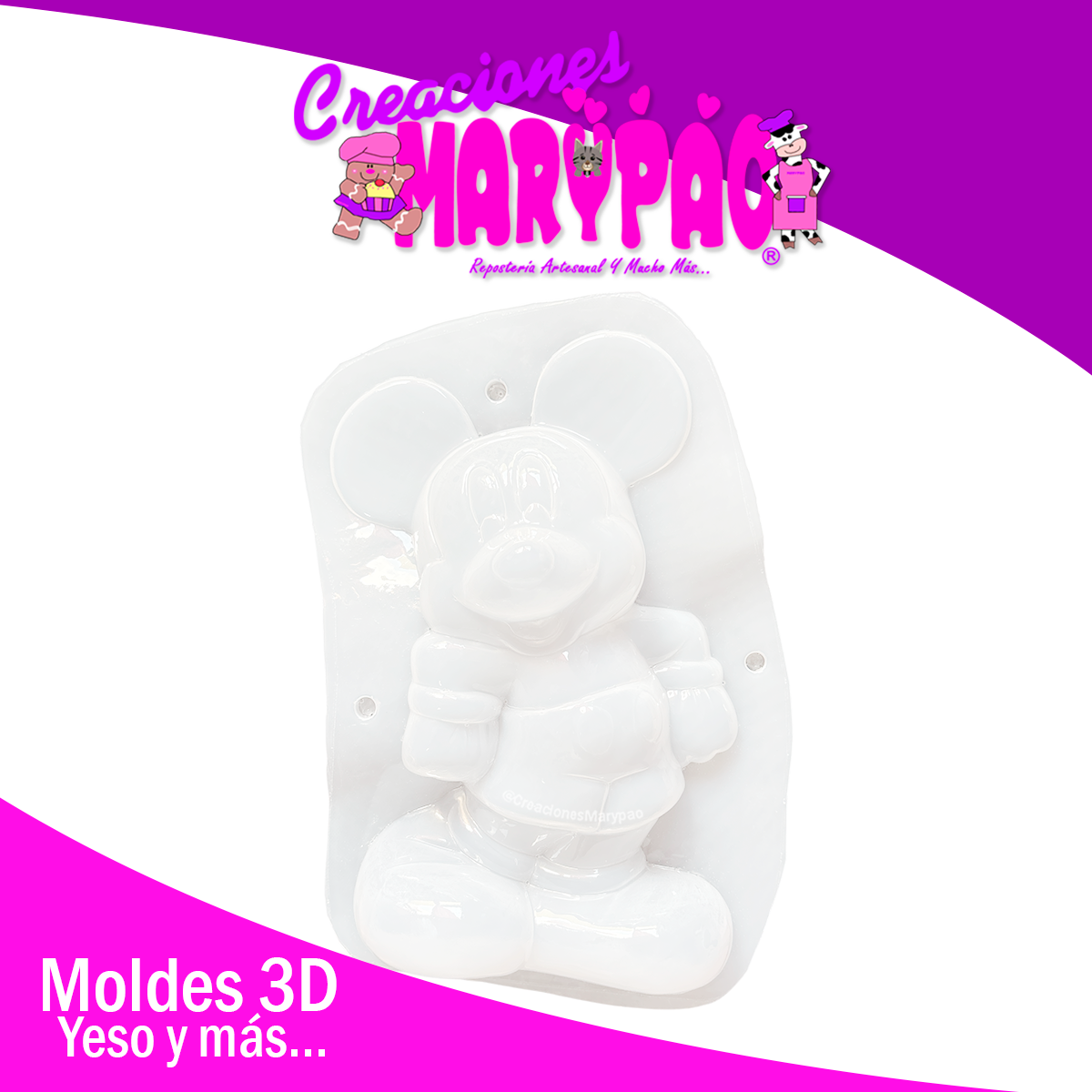 Molde Para Alcancía de Yeso Mickey (Nuevo diseño mejorado, 32 cm) 🎉