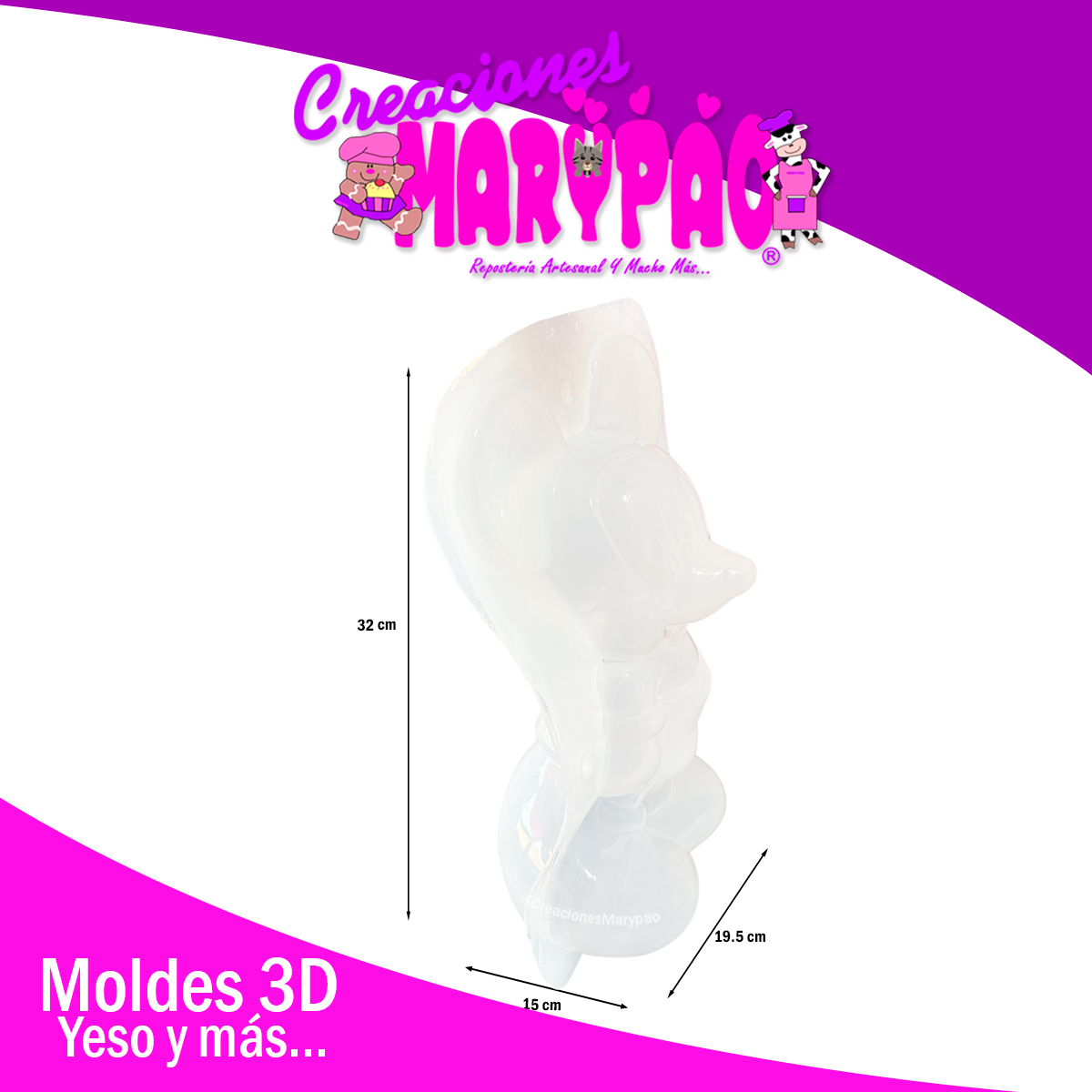 Molde Para Alcancía de Yeso Mickey (Nuevo diseño mejorado, 32 cm) 🎉
