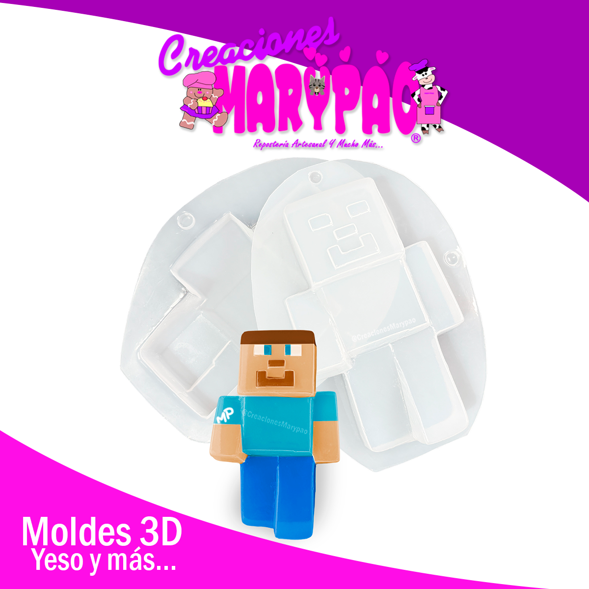 🟩 Molde de Polietileno – Alcancía Minecraft (21 cm) ⛏️🎮