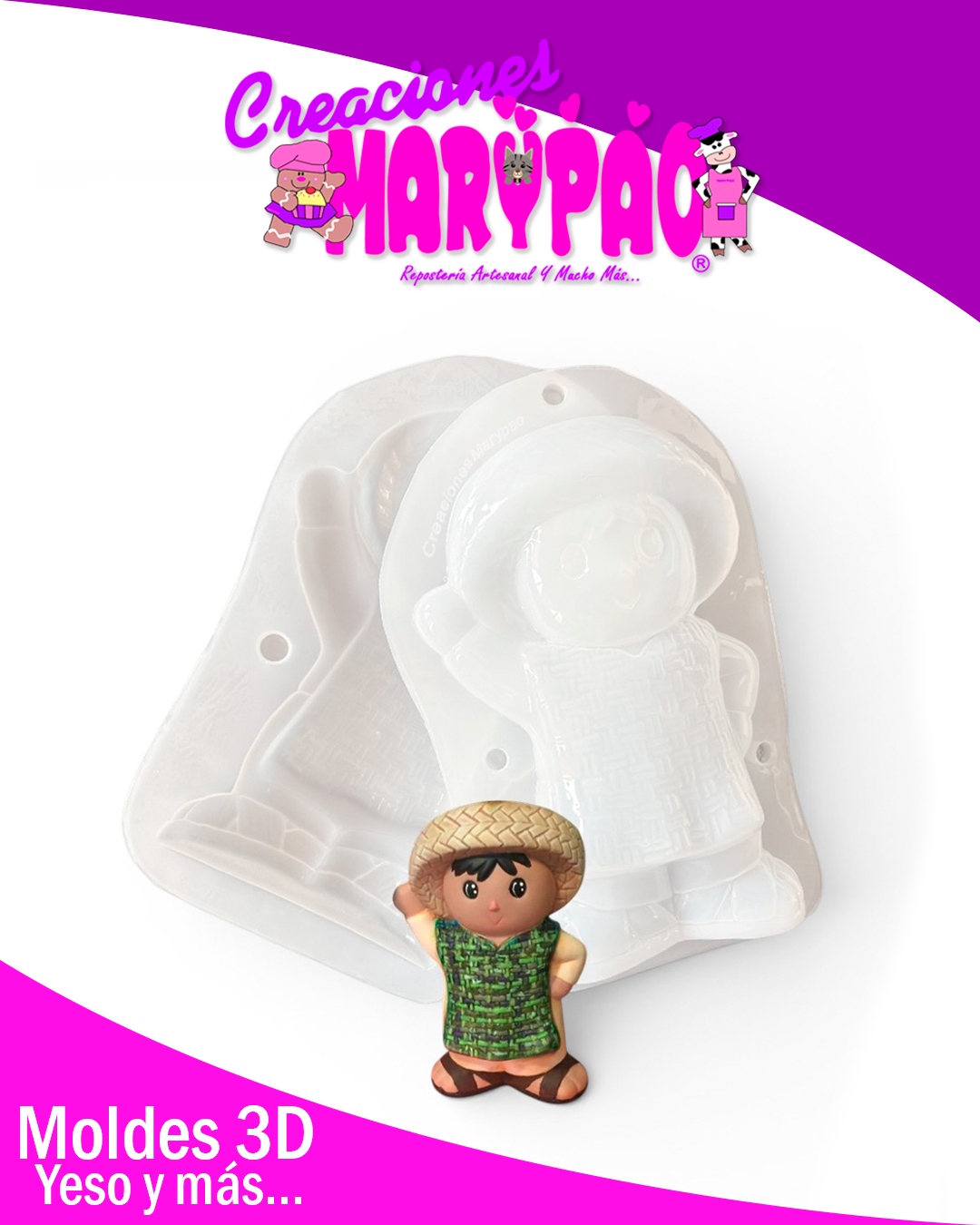 Molde Para Alcancía de Yeso Muñeca Lele y Panchito 💚🤍❤️