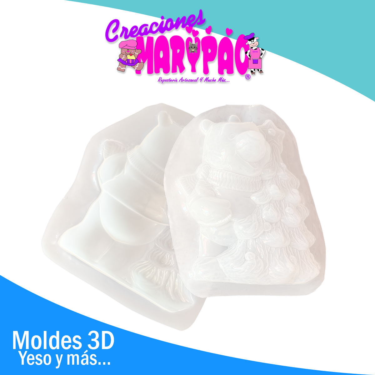 🍯 Molde Para Alcancía De Yeso Pooh con Árbol de Navidad 🎄