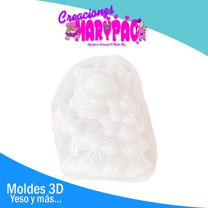 🍯 Molde Para Alcancía De Yeso Pooh con Árbol de Navidad 🎄