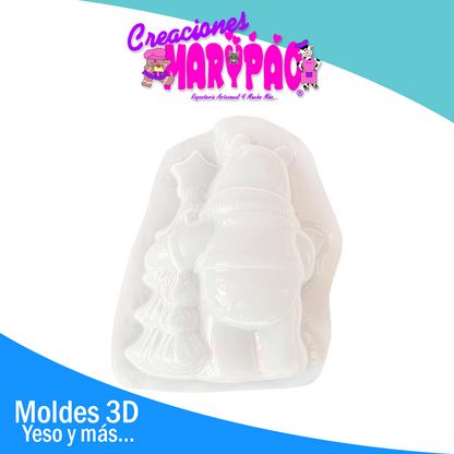 🍯 Molde Para Alcancía De Yeso Pooh con Árbol de Navidad 🎄