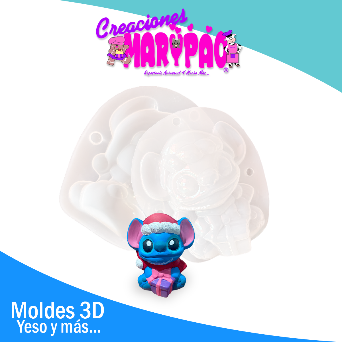 ✨ Molde 3D para Alcancía de Yeso – Stitch Navideño 🎄💙