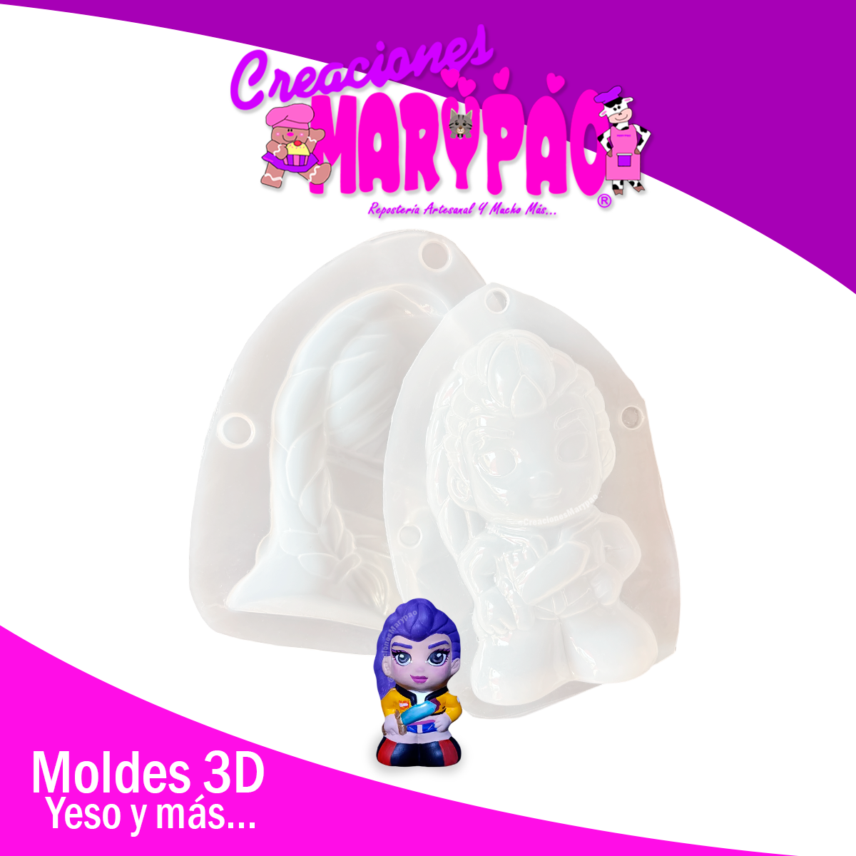 Molde Para Alcancía de Yeso Guerreras K-Pop Rumi💜