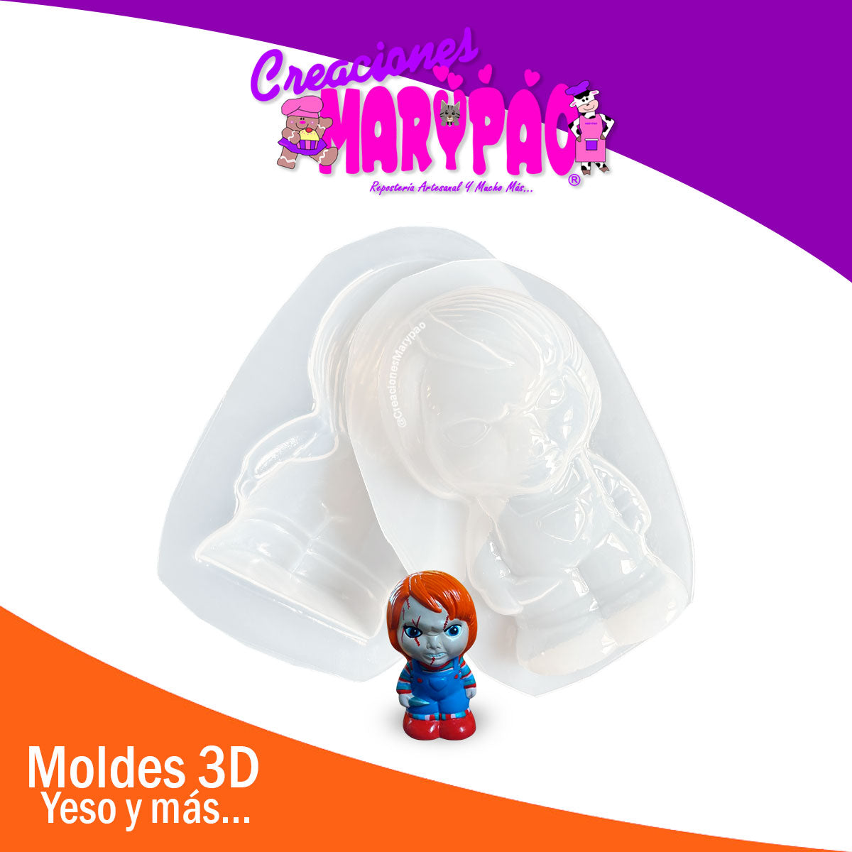 🔪 Molde para Alcancía de Yeso Chucky Halloween