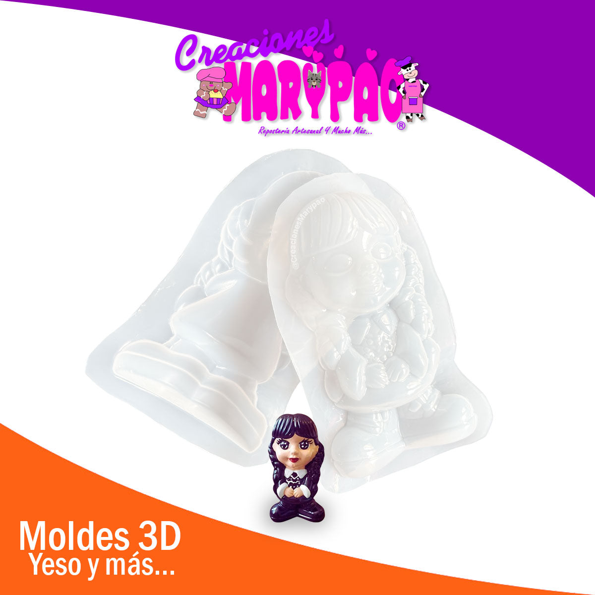🕸️ Molde para Alcancía de Yeso Merlina Addams 🕷️