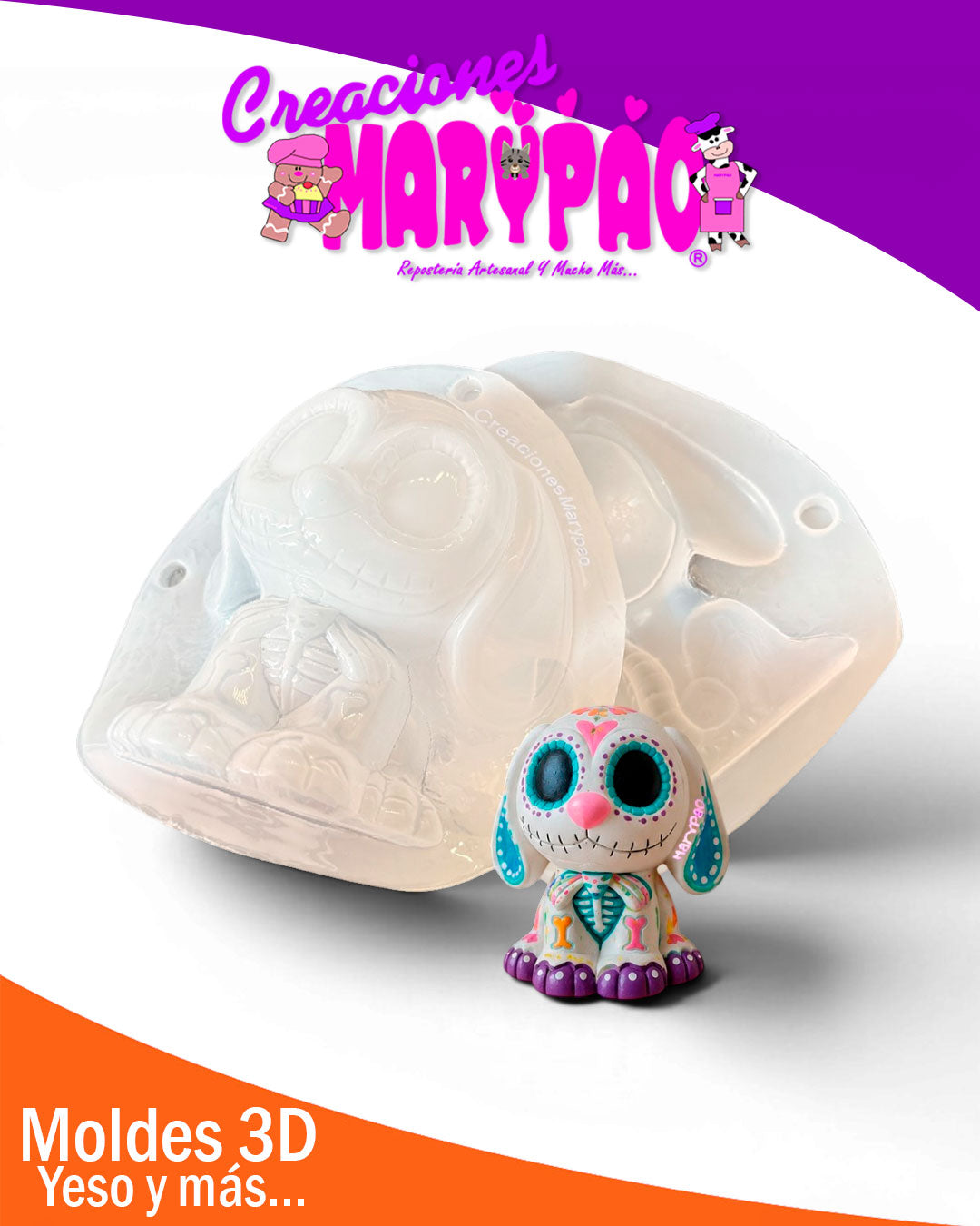 Molde para Alcancía Perrito Calavera💀🐶
