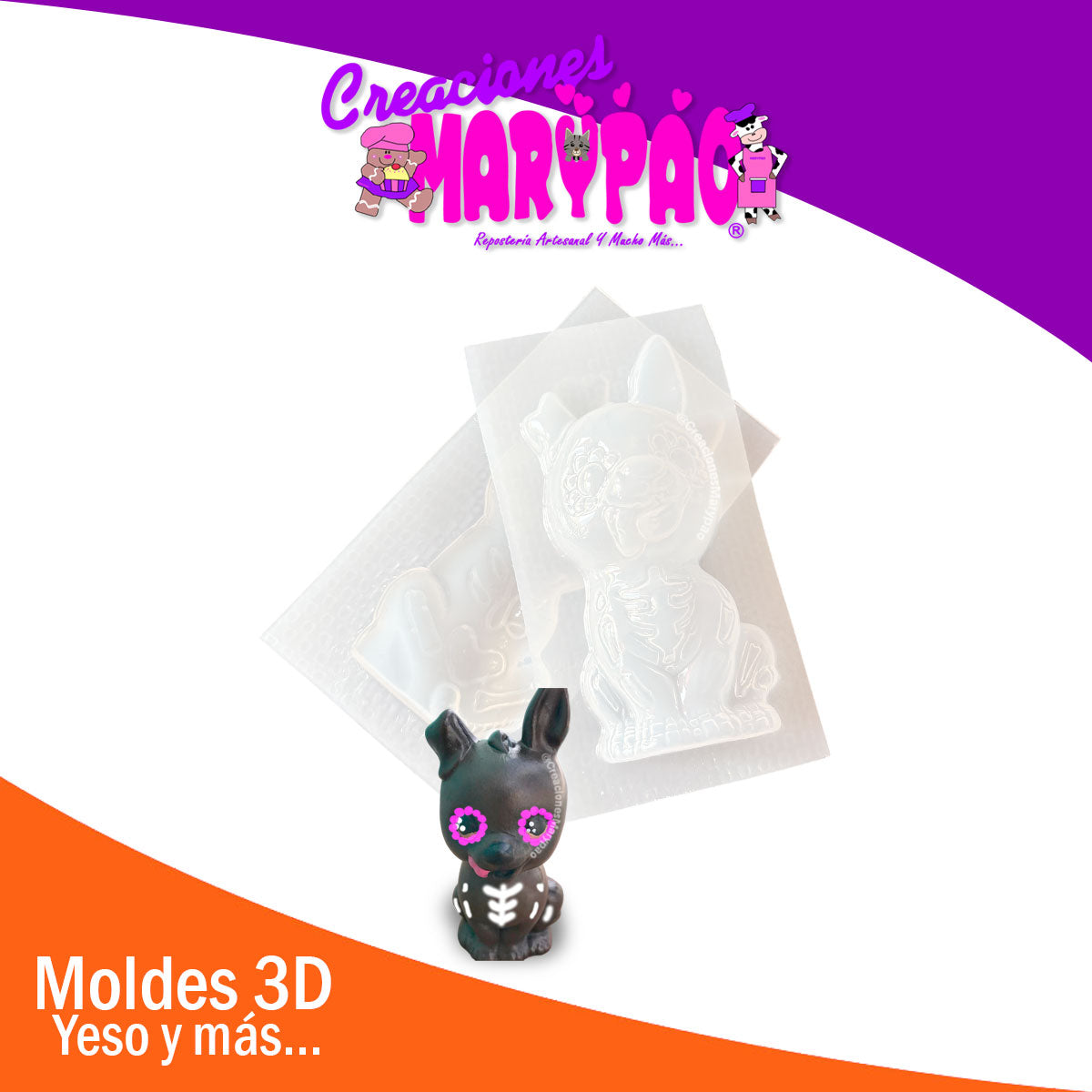🐶💀 Molde de Perrito Calavera Día de Muertos (14 cm) ✨