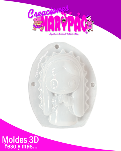 Molde Para Alcancía de Yeso Virgencita Kawaii ✨
