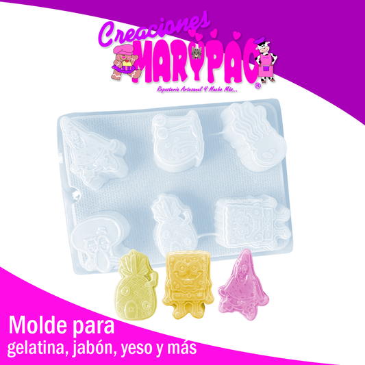 Molde Bob Esponja y Amigos Gelatinas, Yesitos y Más🍍