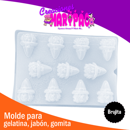 Molde Bruja Brujita Halloween Jabones Yeso Chocolate