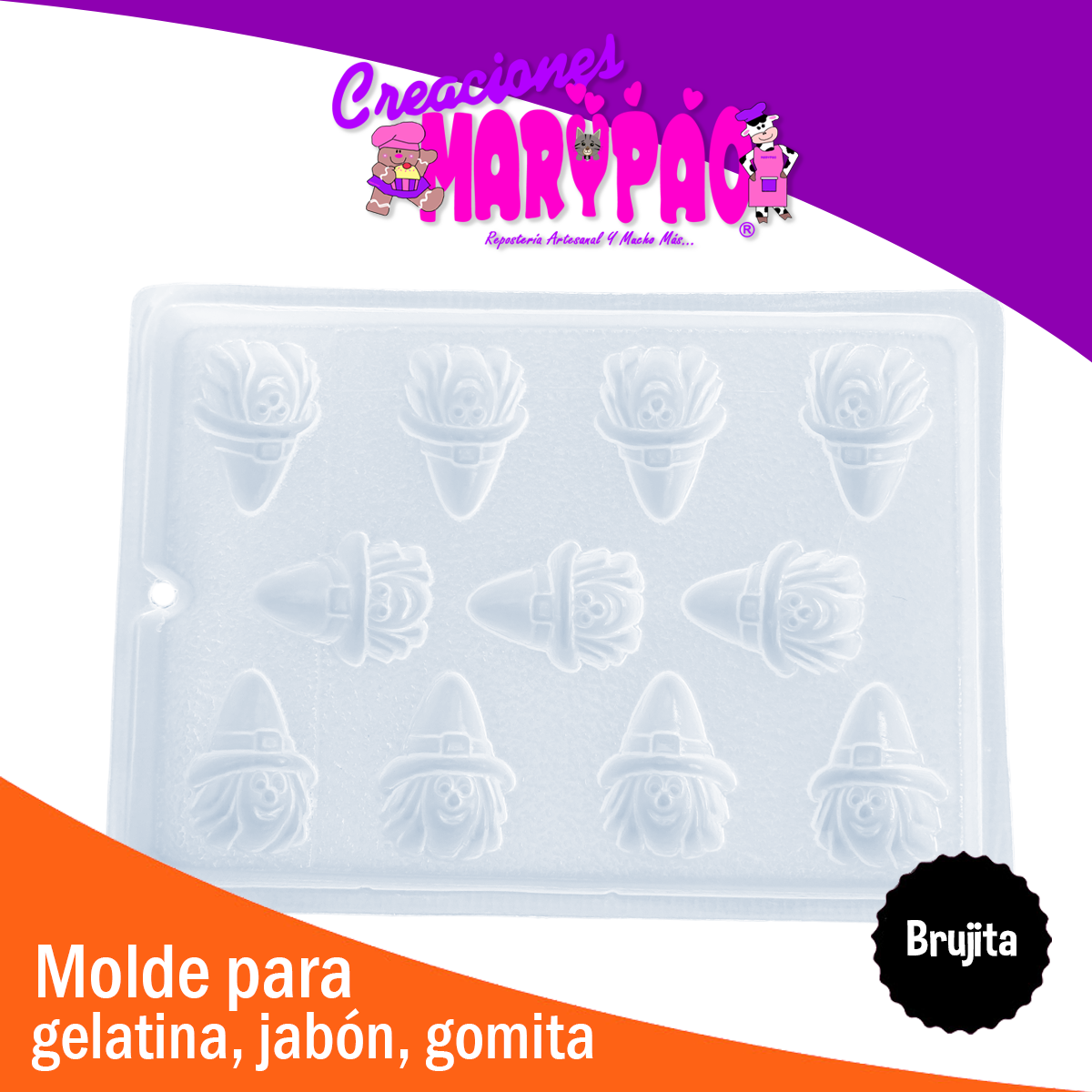 Molde Bruja Brujita Halloween Jabones Yeso Chocolate
