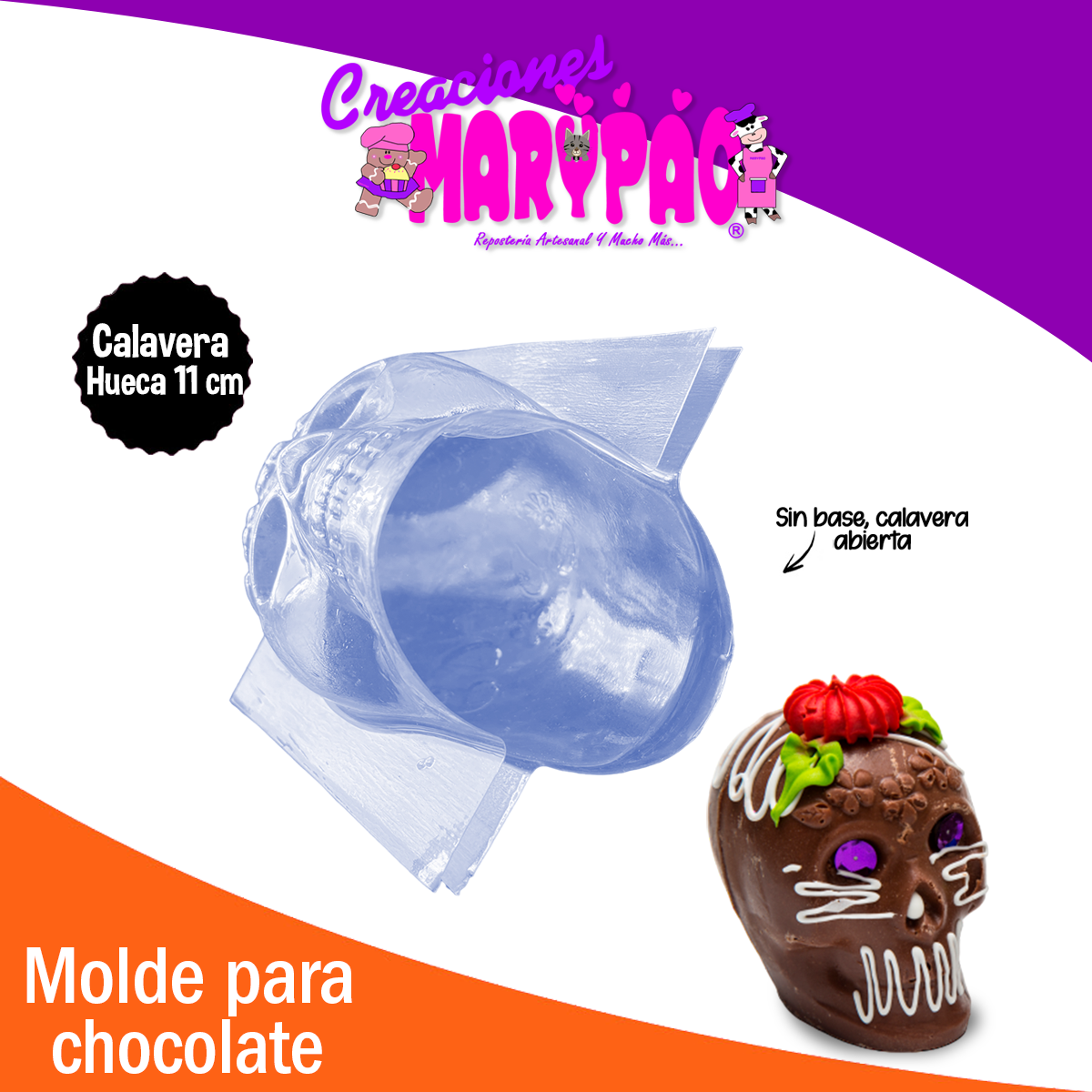 Molde Calavera Hueca 11 cm Chocolate Halloween Dia de Muertos