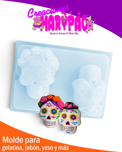 💀 Molde Catrina y Catrín – Día de Muertos 🎃🌸