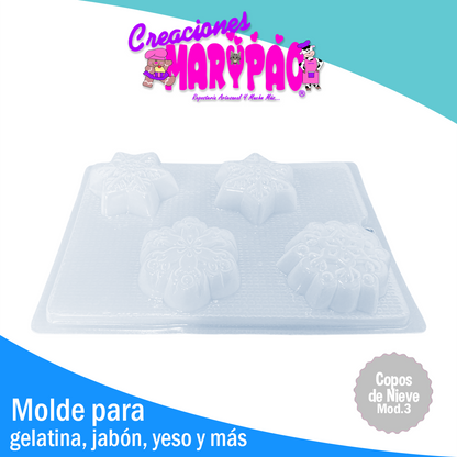 Molde Copos De Nieve Navidad Mod3 Gelatina Gomita Jabon Yeso