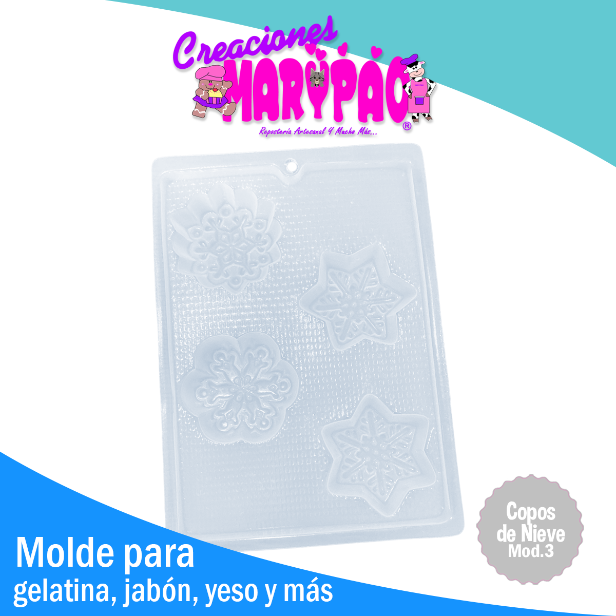 Molde Copos De Nieve Navidad Mod3 Gelatina Gomita Jabon Yeso