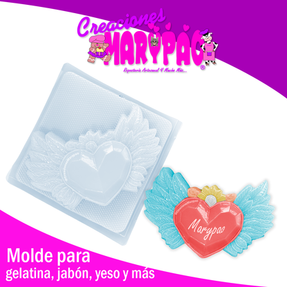 ❤️Molde Corazones Milagritos Mexicanos Diseño Grande Alas🪽