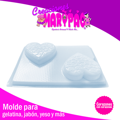 Molde Corazón con Corazones Jabones Gelatinas Yeso