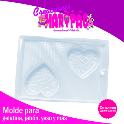 Molde Corazón con Corazones Jabones Gelatinas Yeso