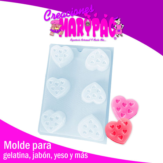 Molde Corazón Con Corazones Febrero Amor Jabón Gomita Gelatina