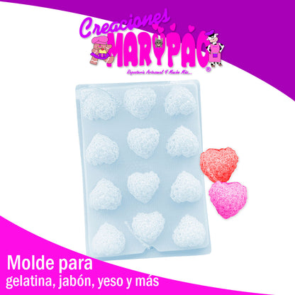 Molde Corazón Con Rosas 3D Jabón Gelatina Gomita Yeso Resina