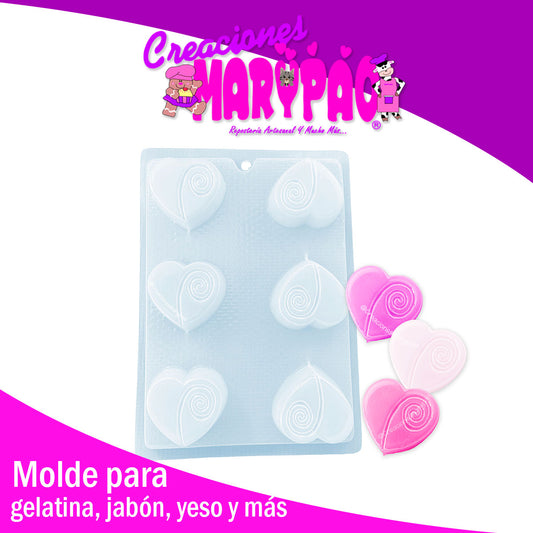 Molde Corazón Con Espiral M1 Febrero Amor Jabón Gomita Gelatina