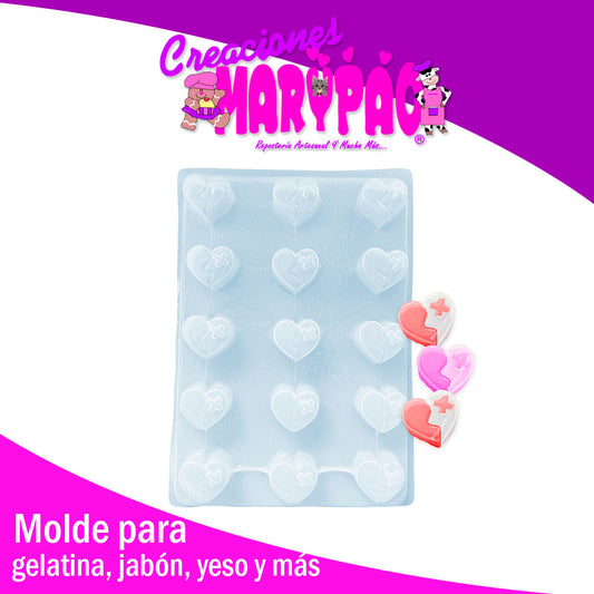 Molde Corazon Partido Para Gelatinas Jabones Resina Yeso