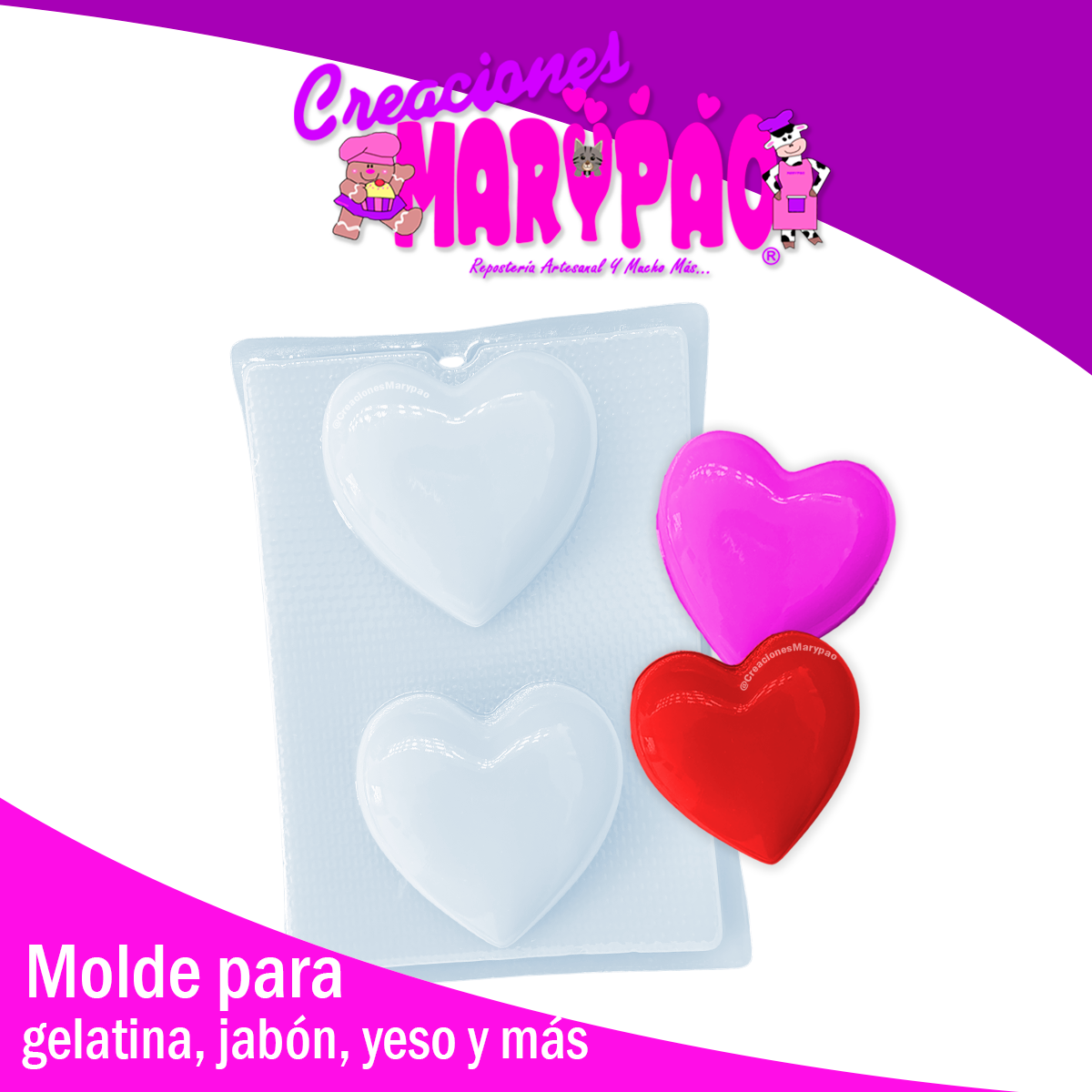 ❤️✨ Molde Corazón 2 Cavidades – Tamaño 11.5 cm ✨❤️