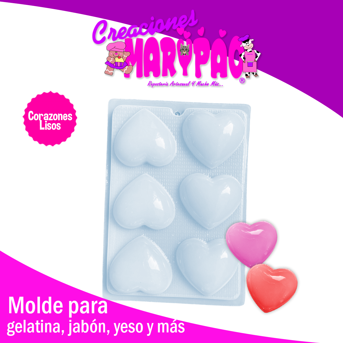 Molde Corazones Lisos Jabones Gelatinas Amor