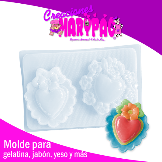 Molde Corazones Milagritos Mexicanos Mod.1 Flores Yeso y Más