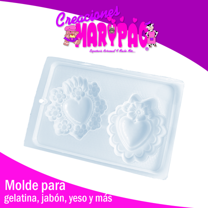 Molde Corazones Milagritos Mexicanos Mod.1 Flores Yeso y Más