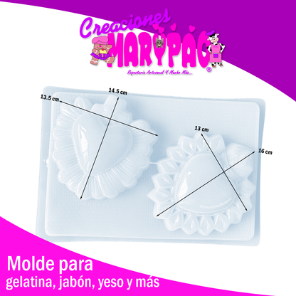 Molde Corazones Milagritos Mexicanos Mod.3 Fuego Yeso y Más